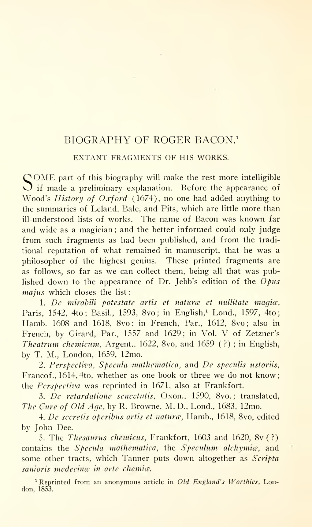 Biography of Roger Bacon. 453