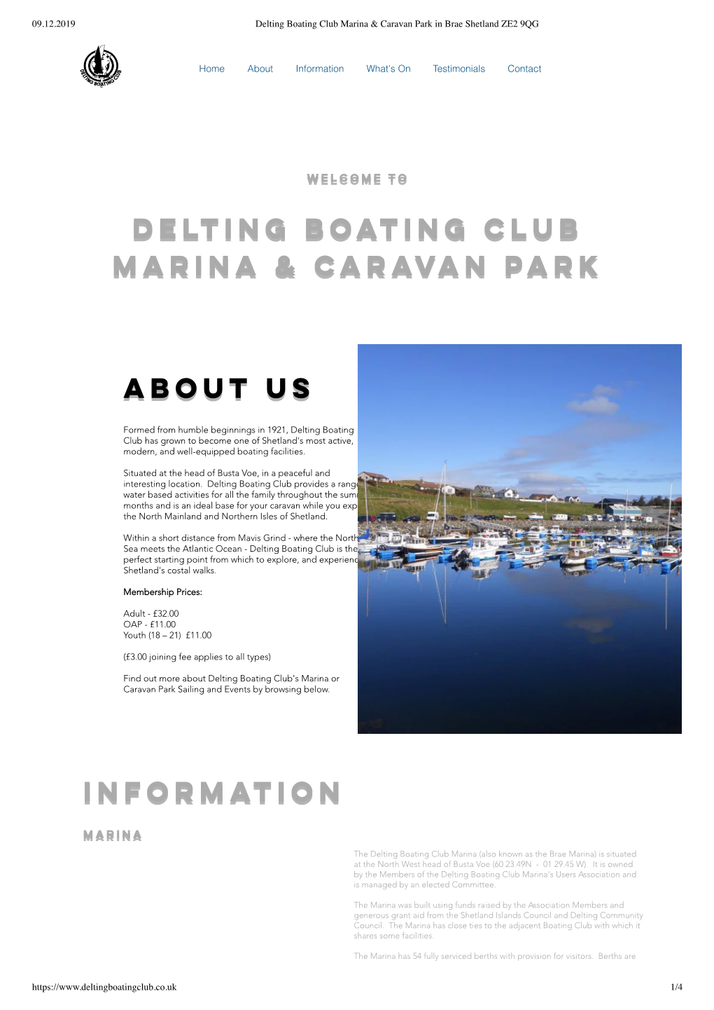 Delting Boating Club Marina & Caravan Park About Us About Us Information