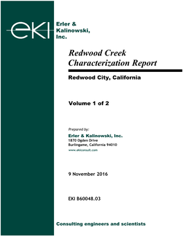 Redwood Creek Characterization Report Redwood City, California