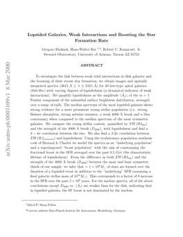 Lopsided Galaxies, Weak Interactions and Boosting the Star Formation Rate