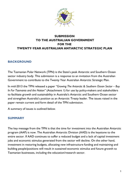 TPN Submission for the 20 Year Australian Antarctic Strategy