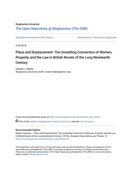 The Unsettling Connection of Women, Property, and the Law in British Novels of the Long Nineteenth Century