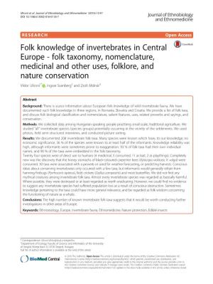 Folk Taxonomy, Nomenclature, Medicinal and Other Uses, Folklore, and Nature Conservation Viktor Ulicsni1* , Ingvar Svanberg2 and Zsolt Molnár3