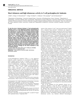 ORIGINAL ARTICLE Short Telomeres and High Telomerase Activity in T