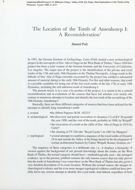 The Location of the Tomb of Amenhotep I: a Reconsideration1