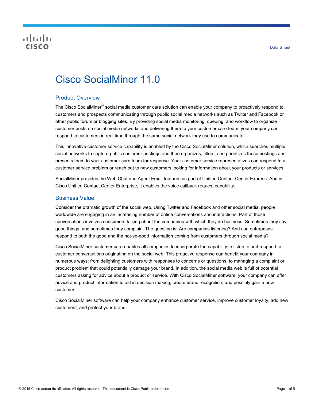 Cisco Socialminer 11.0 Data Sheet
