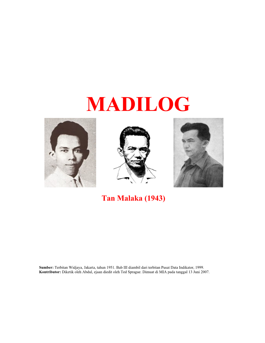 Tan Malaka – Madilog