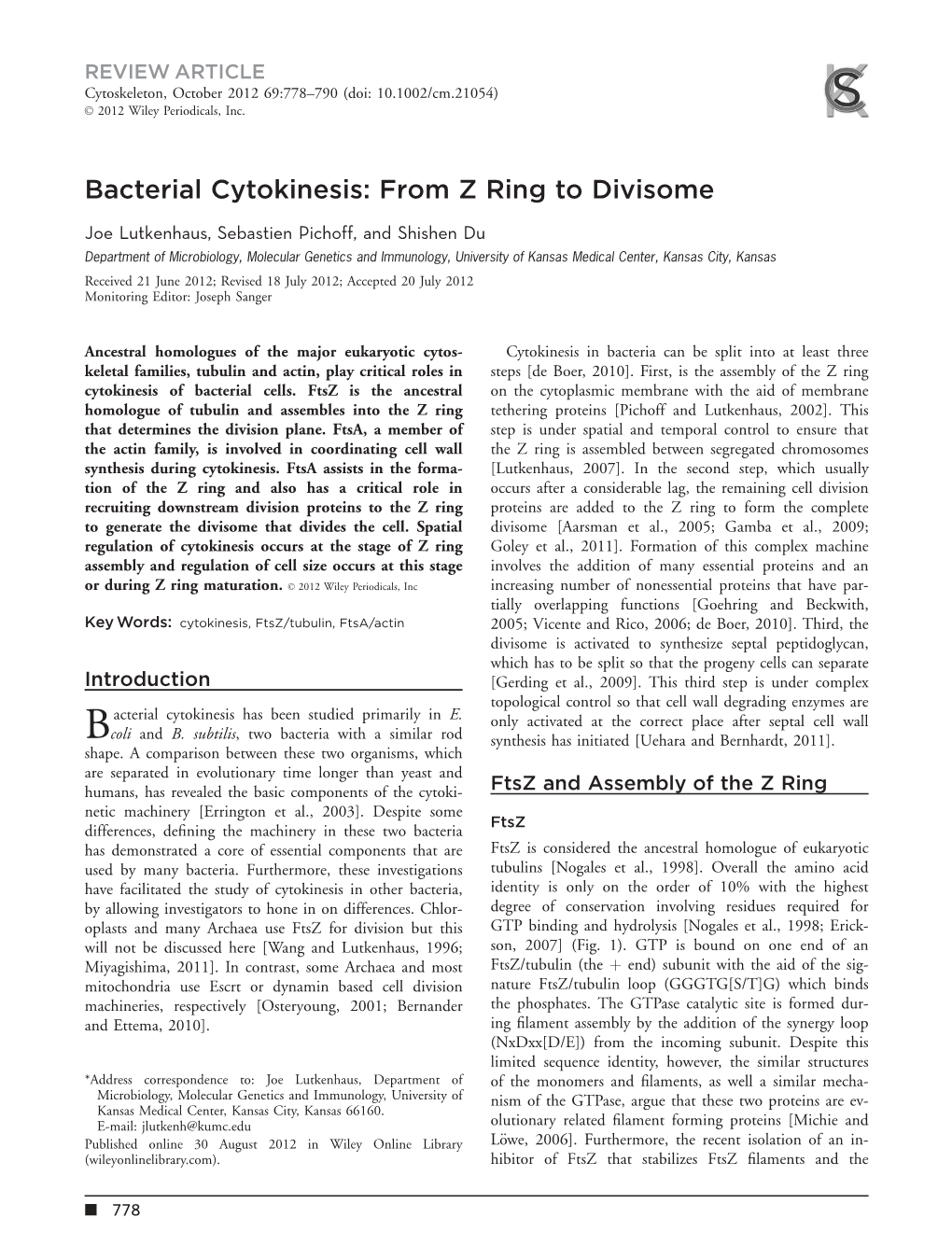 Bacterial Cytokinesis: from Z Ring to Divisome