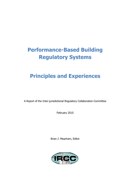 Performance-Based Building Regulatory Systems: Principles and Experiences