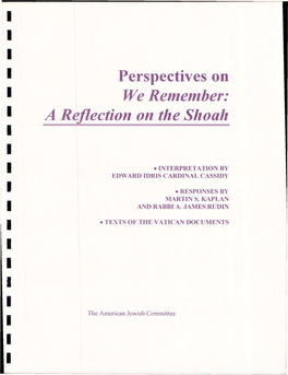 Perspectives on We Remember: a Reflection on the Shoah