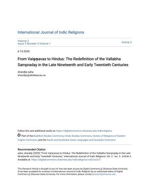 From Vaiá¹£Á¹⁄Avas to Hindus: the Redefinition of the Vallabha