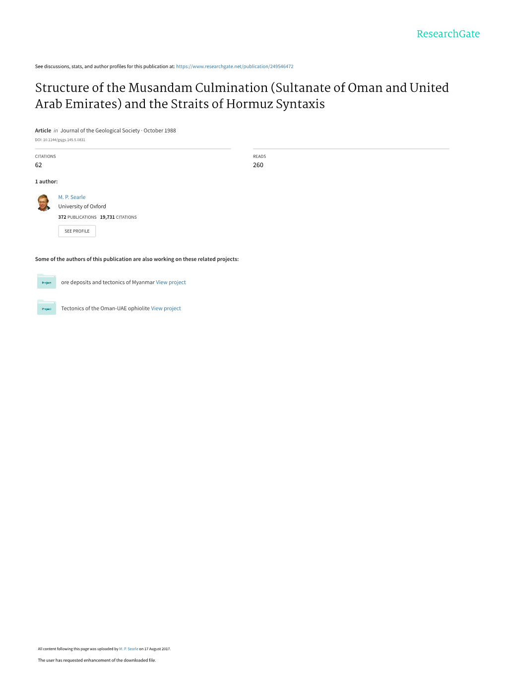 Structure of the Musandam Culmination (Sultanate of Oman and United Arab Emirates) and the Straits of Hormuz Syntaxis