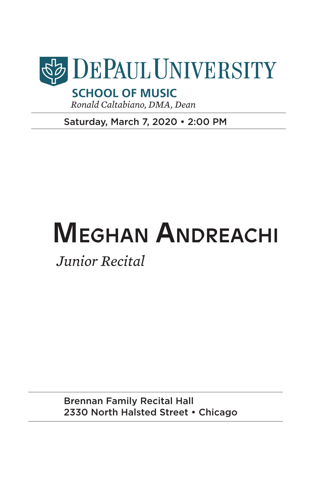 Meghan Andreachi Junior Recital