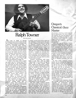 Ralph Towner Was Isolated; All I Did Was Learn to Play the Guitar