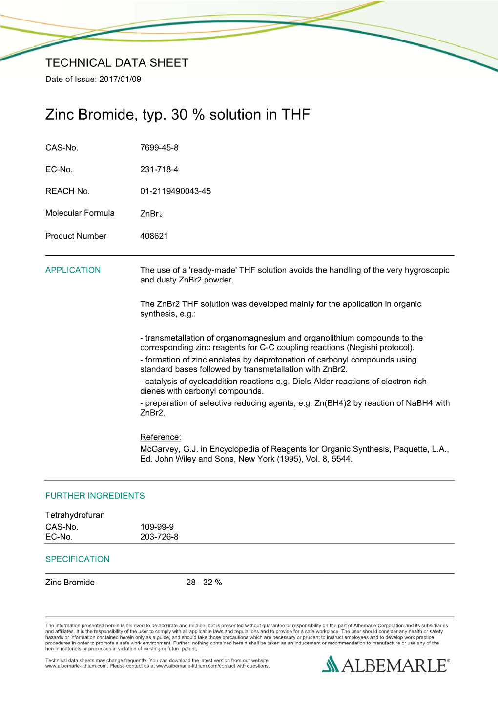 Zinc Bromide, Typ. 30 % Solution in THF