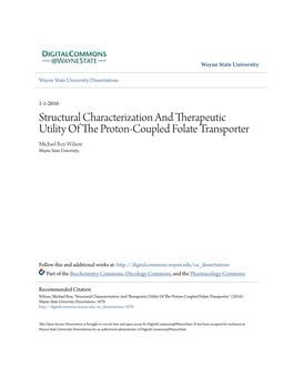 Structural Characterization and Therapeutic Utility of the Proton-Coupled Folate Transporter