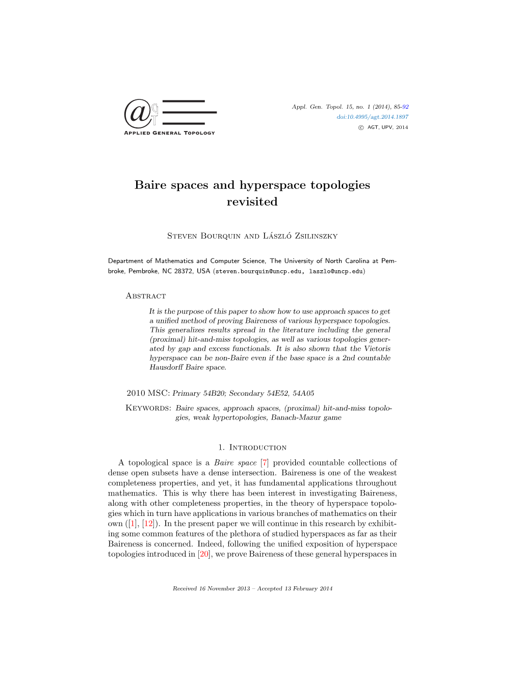 Baire Spaces and Hyperspace Topologies Revisited