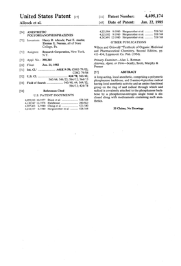 United States Patent (19) 11) Patent Number: 4,495,174 Allcock Et Al