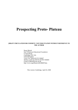 Prospecting Proto- Plateau