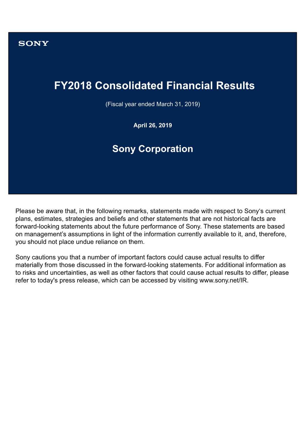 Speech Transcript (FY2018 Earnings)