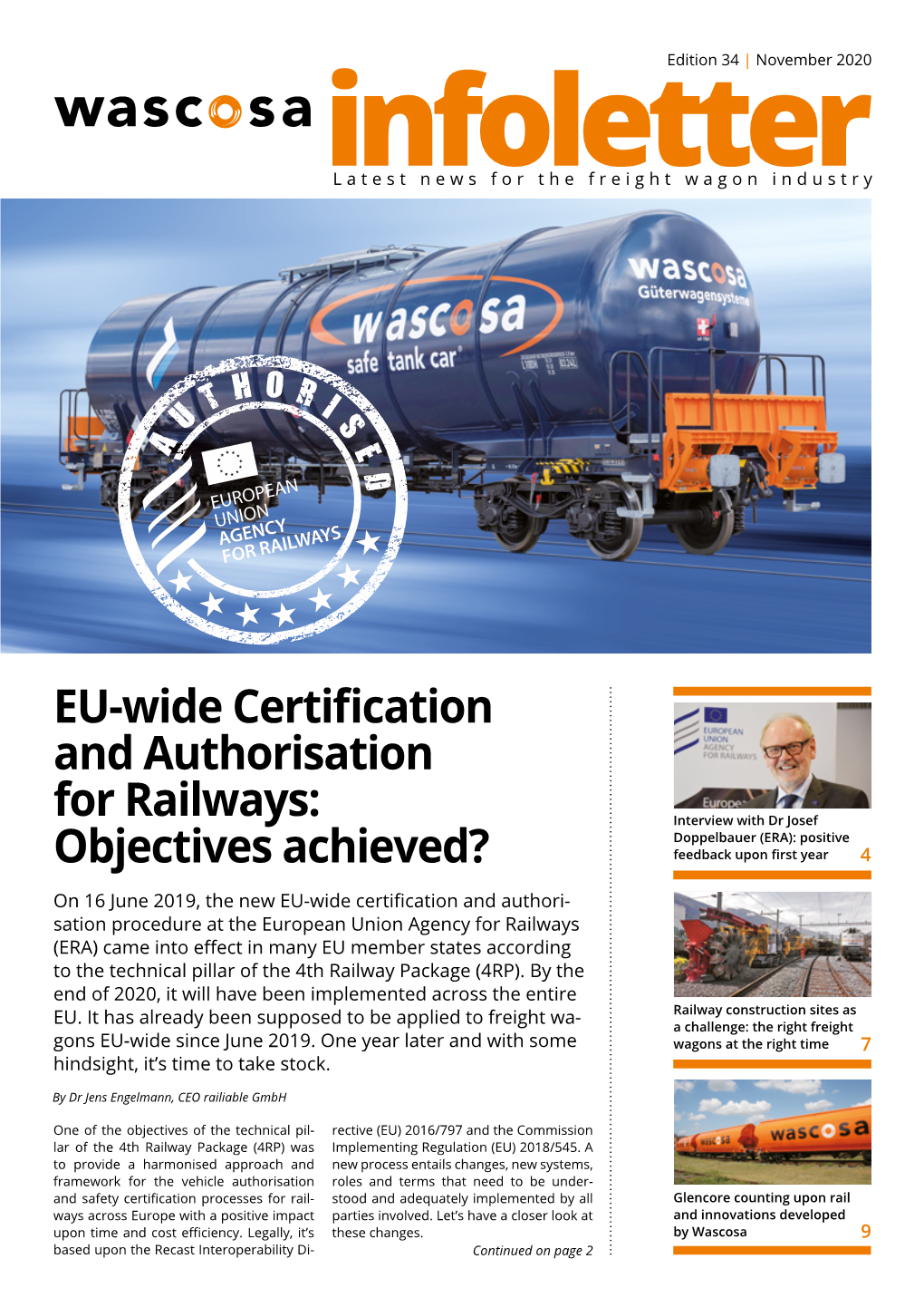 EU-Wide Certification and Authorisation for Railways