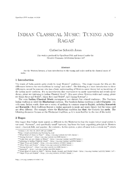 Indian Classical Music: Tuning and Ragas*