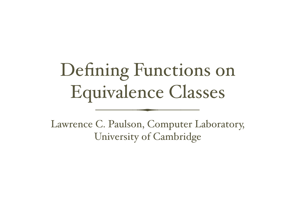 Equivalence Classes