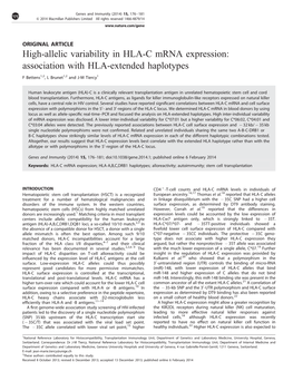 High-Allelic Variability in HLA-C Mrna Expression: Association with HLA-Extended Haplotypes