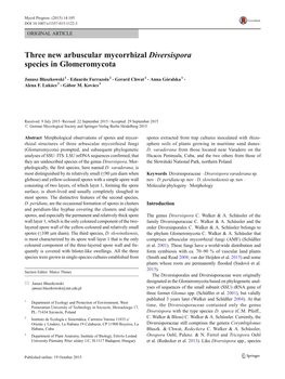 Three New Arbuscular Mycorrhizal Diversispora Species in Glomeromycota