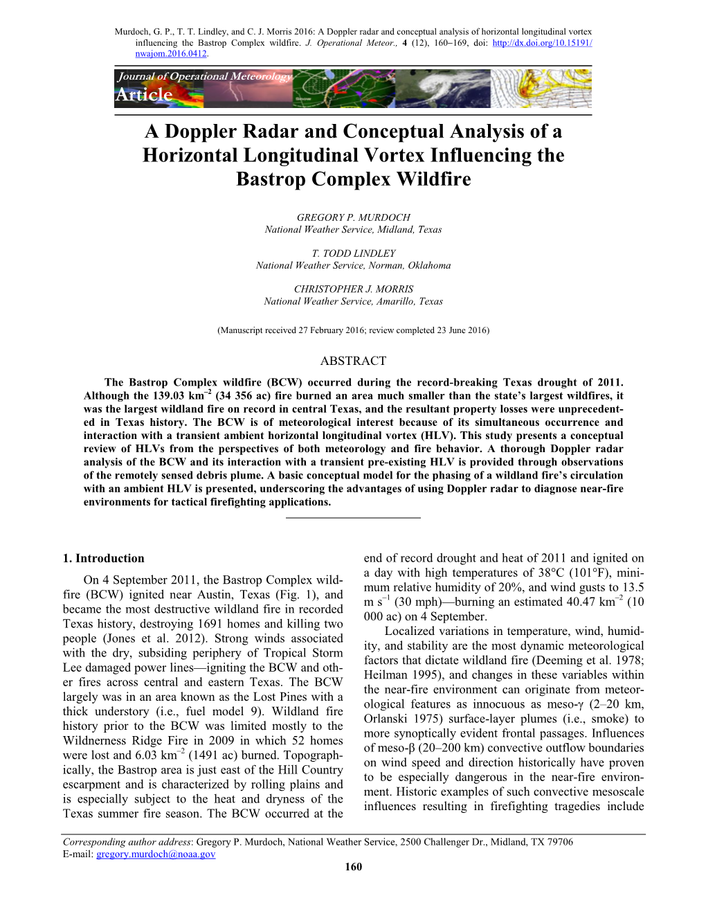 Article a Doppler Radar and Conceptual Analysis of a Horizontal