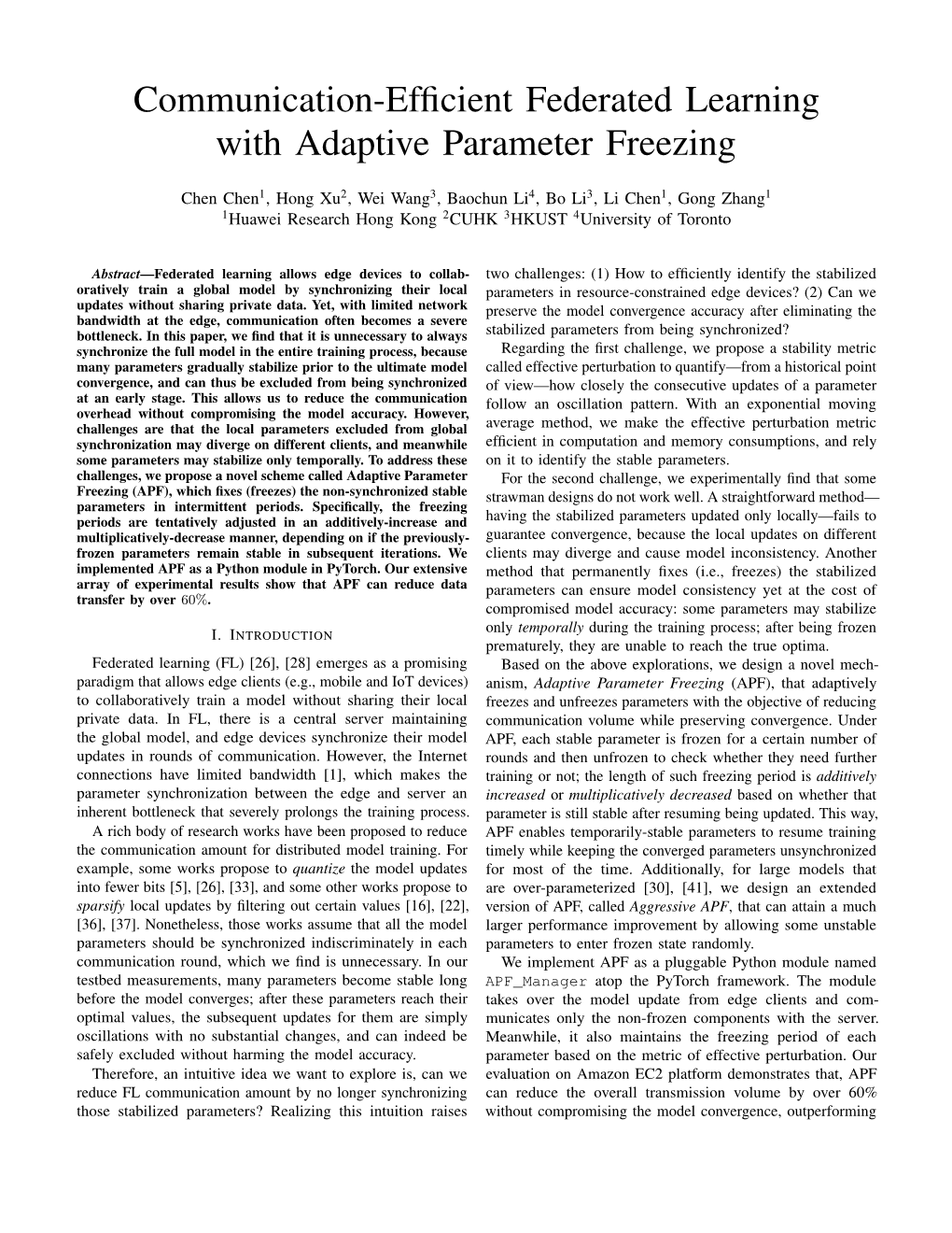 Communication-Efficient Federated Learning with Adaptive Parameter