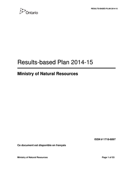 Results-Based Plan 2014-15