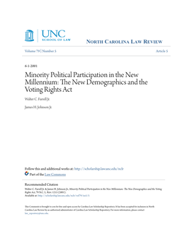 Minority Political Participation in the New Millennium: the Ewn Demographics and the Voting Rights Act Walter C
