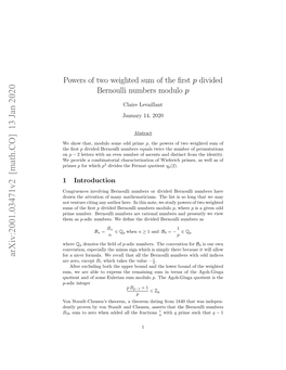 Powers of Two Weighted Sum of the First P Divided Bernoulli Numbers