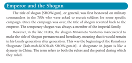 Emperor and the Shogun