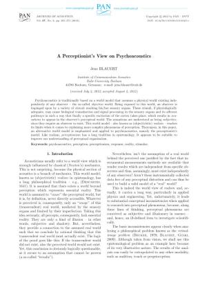 A Perceptionist's View on Psychoacoustics