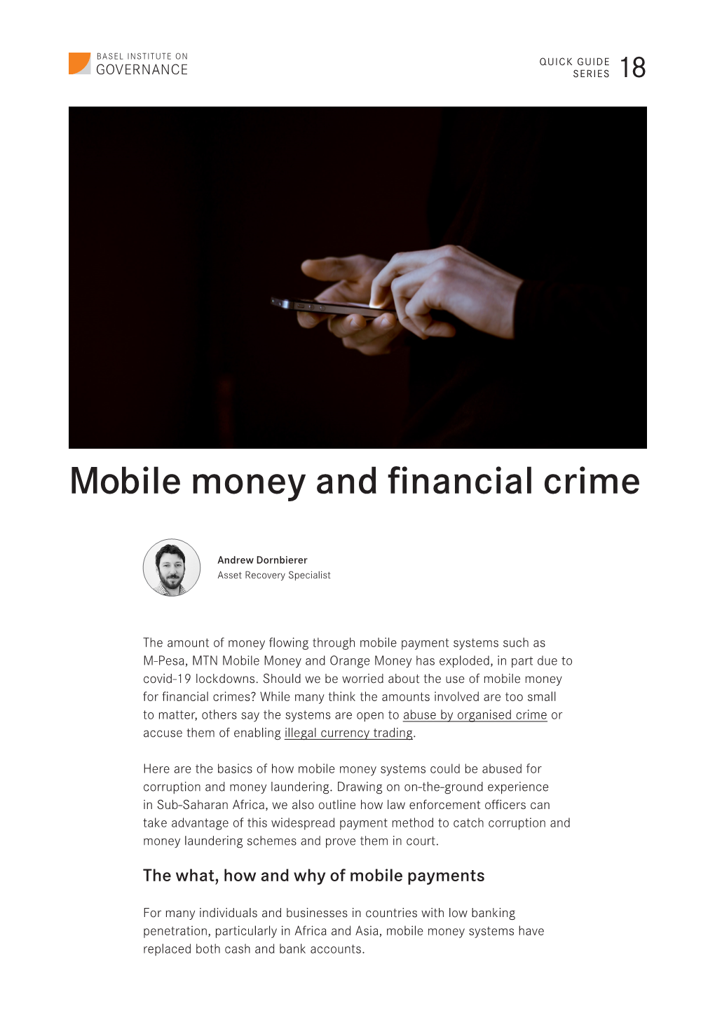 Mobile Money and Financial Crime