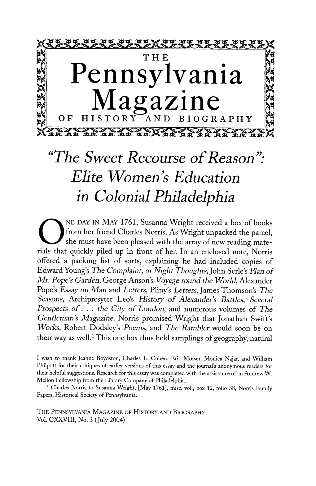 Pennsylvania Magazine of HISTORY and BIOGRAPHY