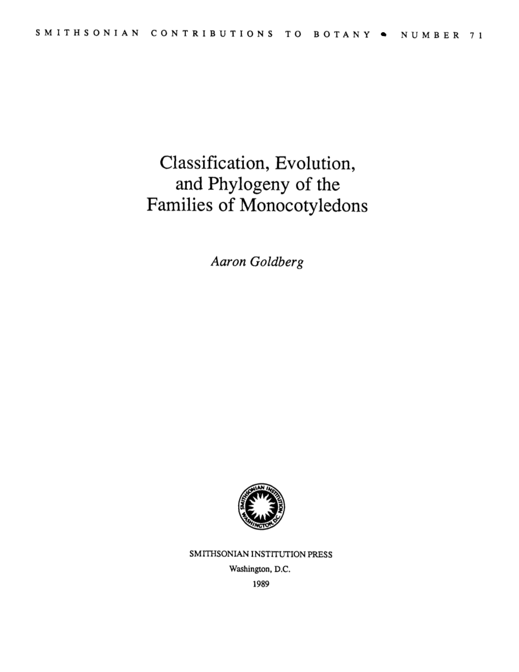 Classification, Evolution, and Phylogeny of the Families of Monocotyledons