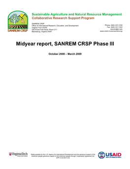Midyear Report, SANREM CRSP Phase III