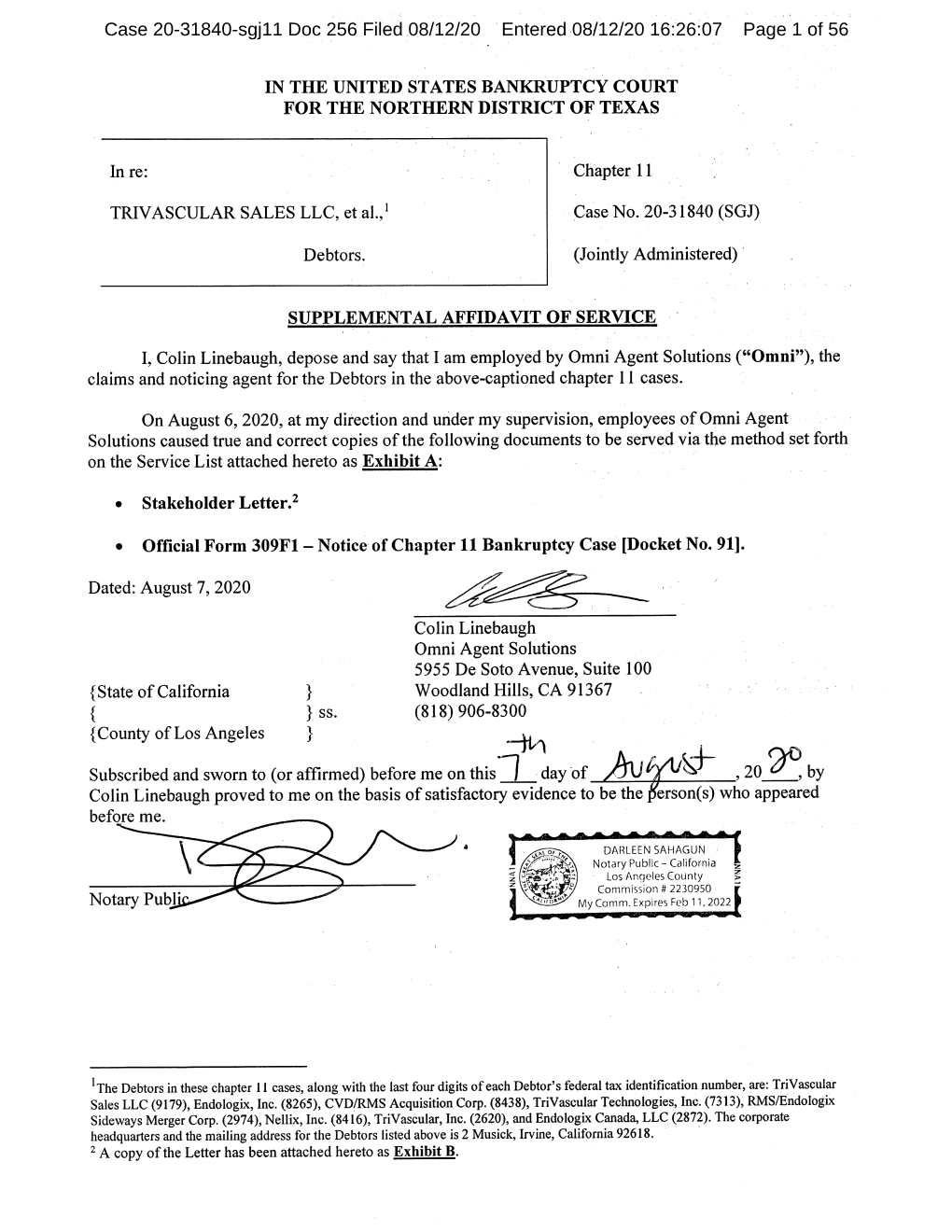 Case 20-31840-Sgj11 Doc 256 Filed 08/12/20