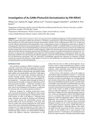 Investigation of Au Sams Photoclick Derivatization by PM-IRRAS Wilson Luoa, Sydney M