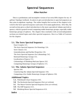 Spectral Sequences