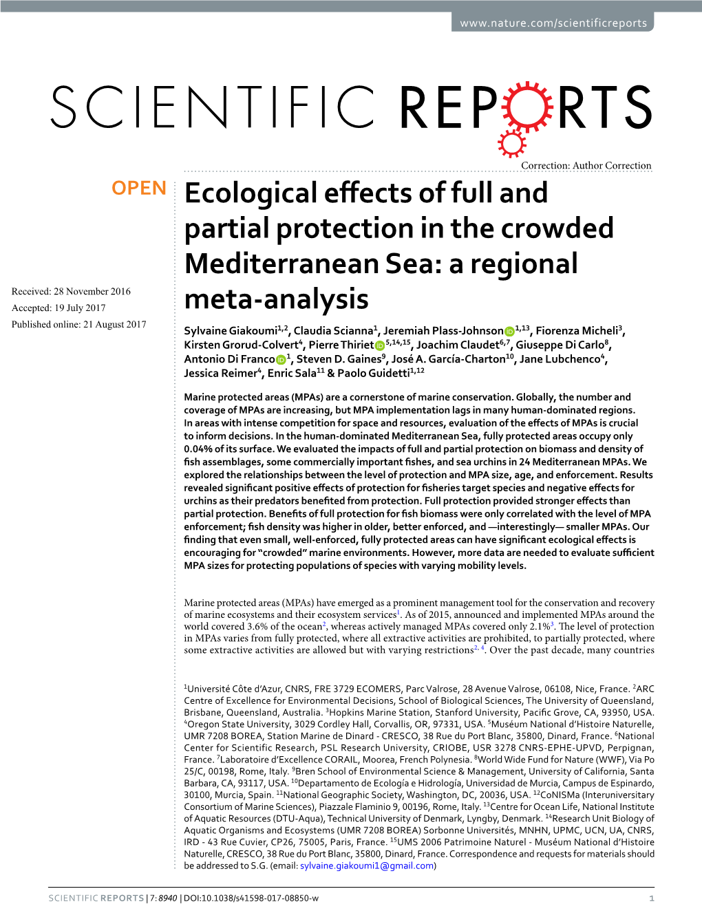 Ecological Effects of Full and Partial Protection in the Crowded Mediterranean Sea: a Regional Meta-Analysis