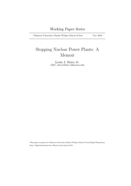 Stopping Nuclear Power Plants: a Memoir Louis J