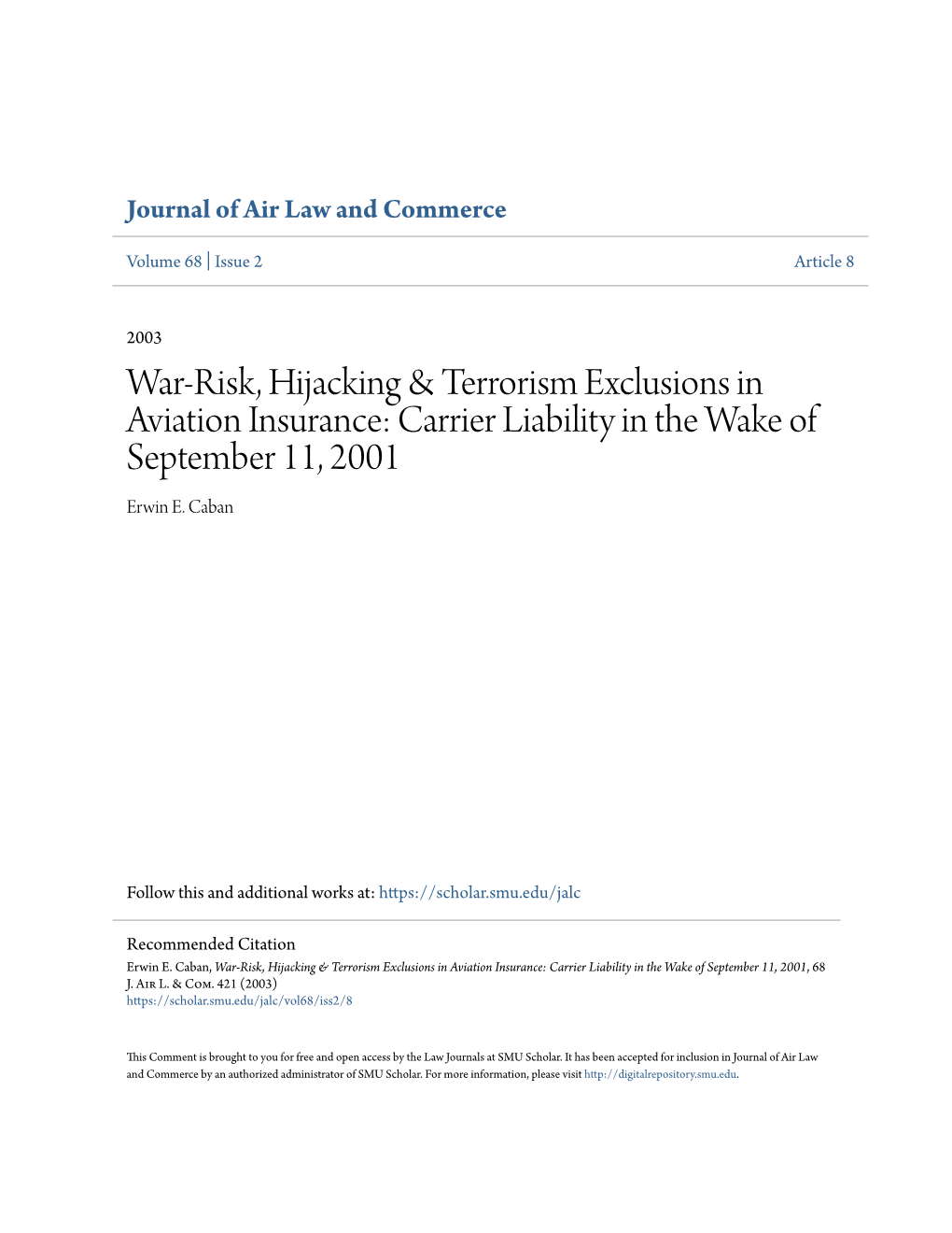 War-Risk, Hijacking & Terrorism Exclusions In