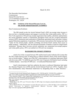 NLG Complaint to IRS Regarding Violations by the Jewish National