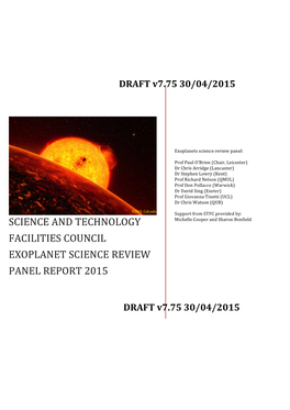 Science and Technology Facilities Council Exoplanet Science Review Panel Report 2015