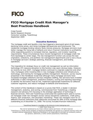 FICO Mortgage Credit Risk Managers Handbook