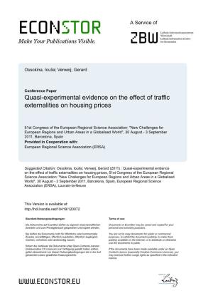 Quasi-Experimental Evidence on the Effect of Traffic Externalities on Housing Prices
